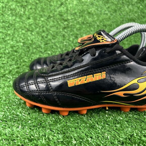 Vizari Blaze FG Soccer Cleats Youth 11.5C Black Orange Firm Ground Shoes Flames - Picture 10 of 16